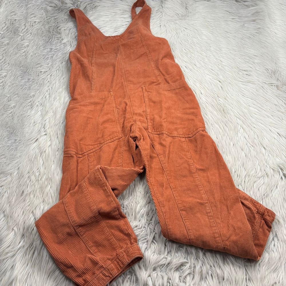 We the Free Free People Women's‎ XS Orange High Roller Corduroy Overalls Boho
